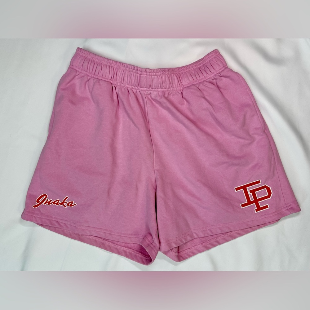 Inaka Power Pink Cameo Women's Sweat Shorts, Size Large